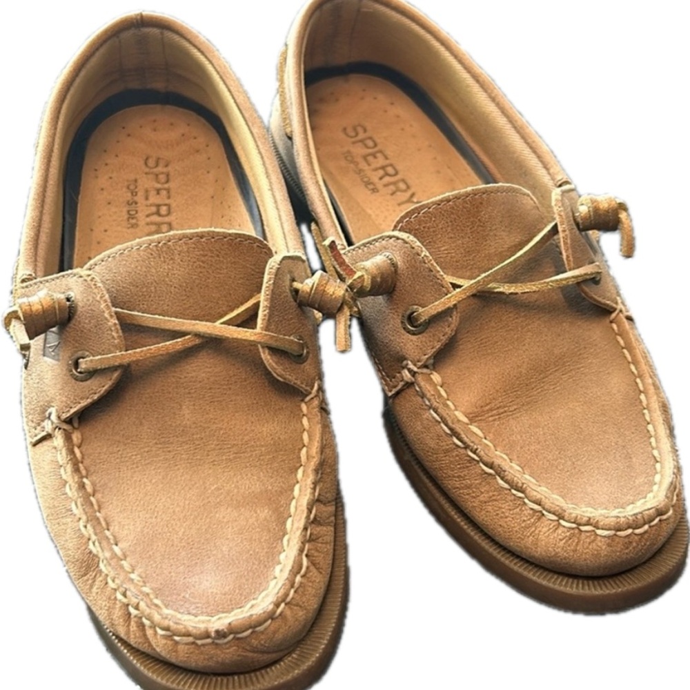 Sperry Top-Sider Boat Shoe Tan with Metallic Laces 7M